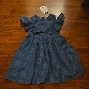 Kids Blue Floral Denim dress